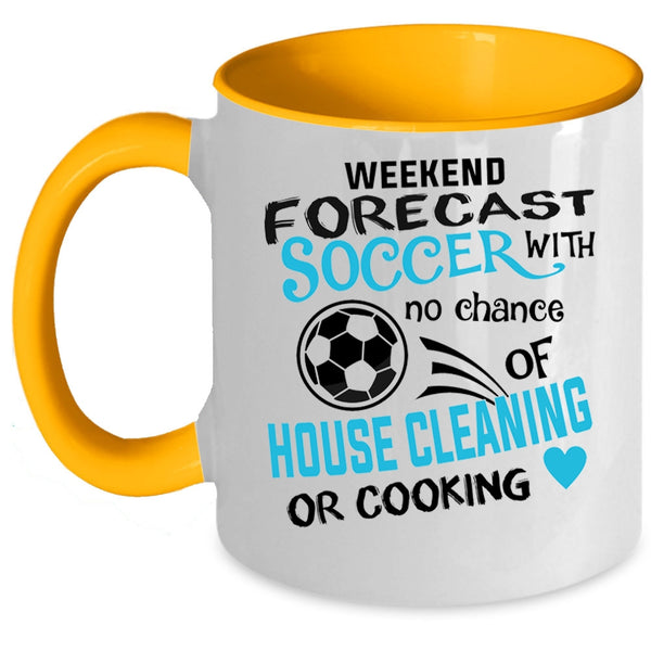 Funny Gift For Soccer Player Coffee Mug, Weekend Forecast Soccer Accent Mug