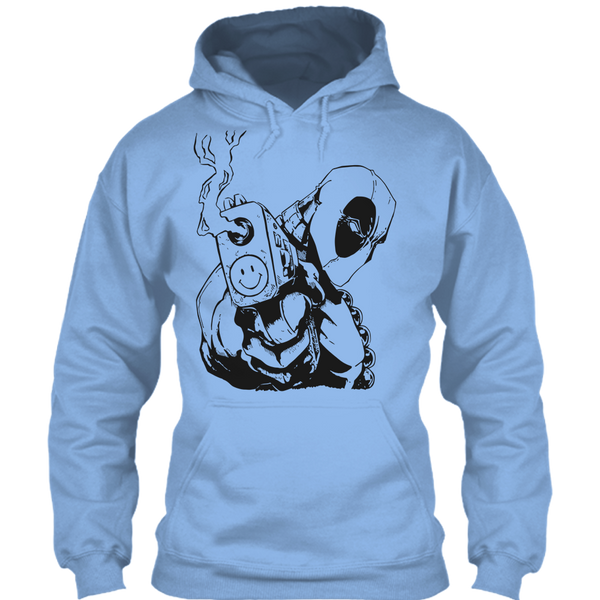 A black t-shirt with the shopify logo