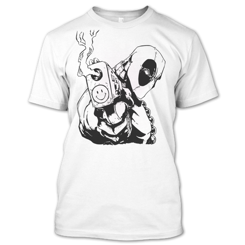 A black t-shirt with the shopify logo