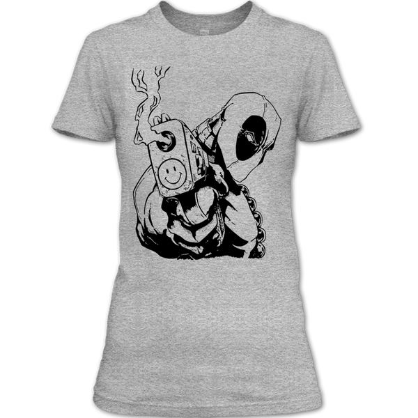 A black t-shirt with the shopify logo