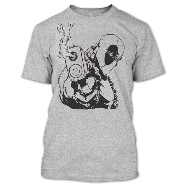 A black t-shirt with the shopify logo