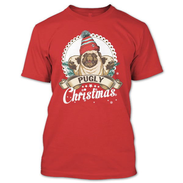 Pugly Christmas T Shirt, Coolest Pug T Shirt