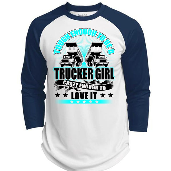 Tough Enough To Be A Trucker Girl T Shirt, I Love Trucker T Shirt, Awesome T-Shirts  (Polyester Game Baseball Jersey)