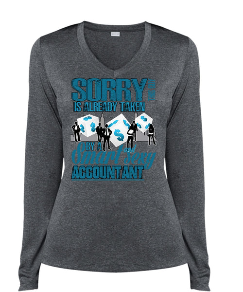 Smart Accountant T Shirt, Being An Accountant T Shirt, Cool Shirt (Ladies LS Heather V-Neck)