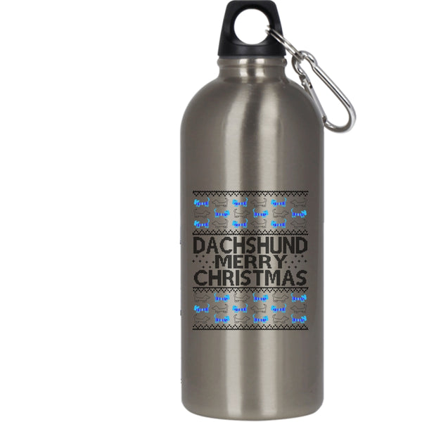 Dachshund 20 oz Stainless Steel Bottle,Merry Christmas Outdoor Sports Water Bottle