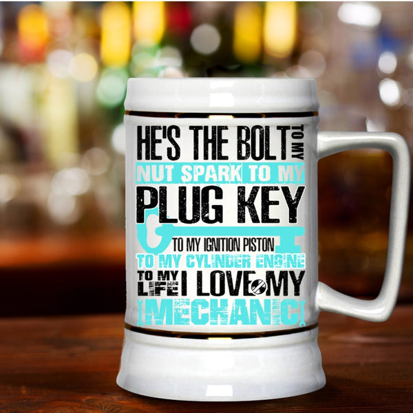 Cute Mechanic's Wife Beer Stein 22oz, To My Life I Love My Mechanic Beer Mug