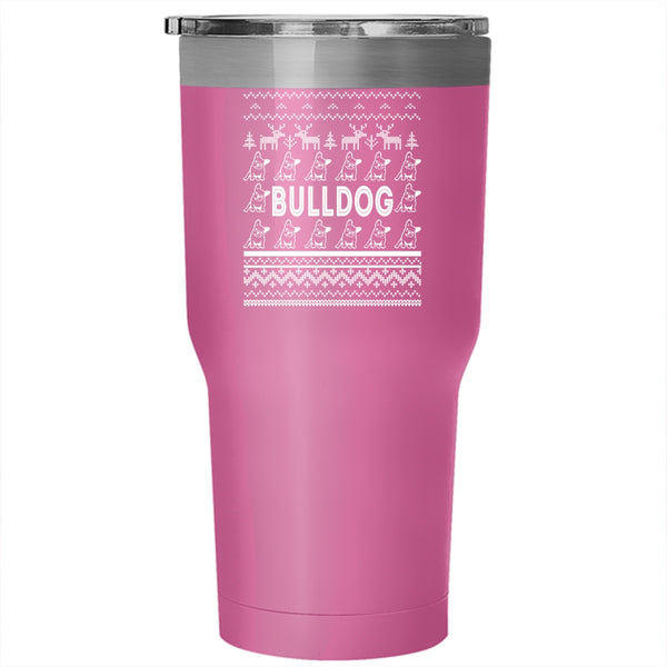 Bulldog Tumbler 30 oz Stainless Steel, Christmas Gift For Bull Lovers Travel Mug