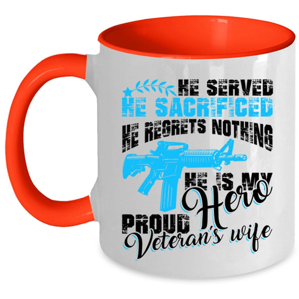 Cool Just Married Coffee Mug, Proud Veteran's Wife Accent Mug
