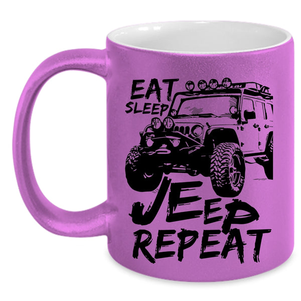 I Love Jeeps Coffee Mug, Eat Sleep Jeep Repeat Accent Mug