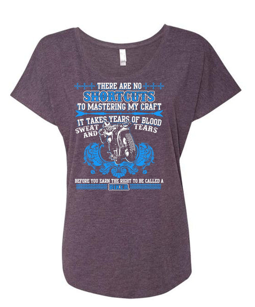 To Be Called A Biker T Shirt, It Takes Years Of Blood T Shirt, Cool Shirt (Ladies' Triblend Dolman Sleeve)