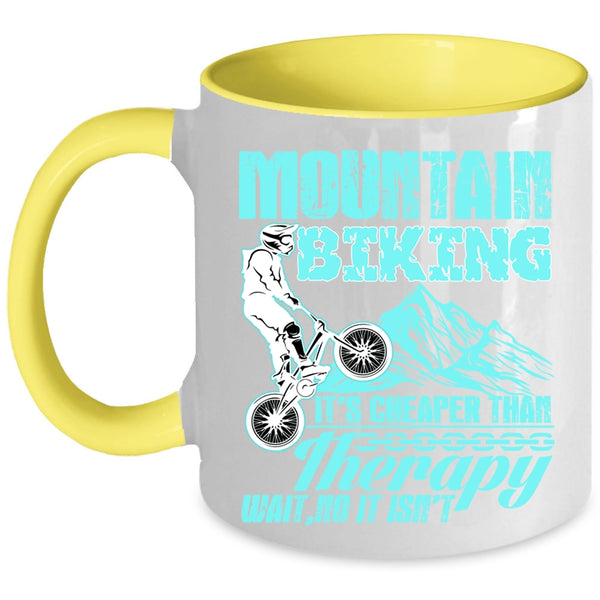 It's Cheaper Than Therapy Coffee Mug, Mountain Biking Accent Mug