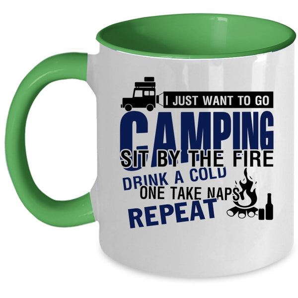 Sit By The Fire Coffee Mug, I Just Want To Go Camping Accent Mug