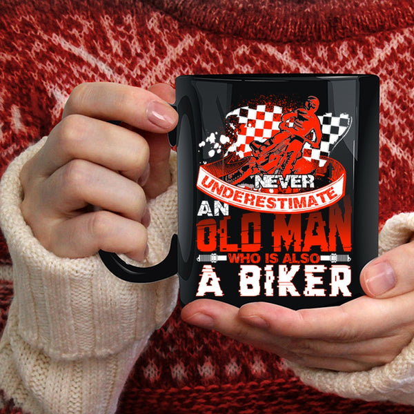 An Old Man Is A Biker Coffee Mug, Awesome Gift For Grandfather Coffee Cup