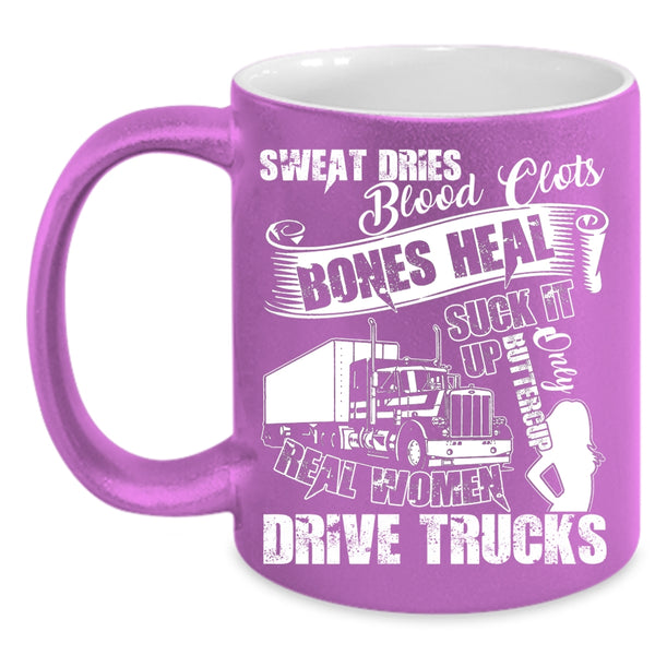 Only Real Women Drive Trucks Coffee Mug, Cool Lady Coffee Cup