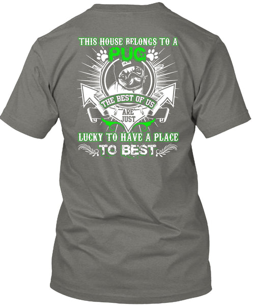 This House Belongs To A Pug T Shirt, Lucky To Have A Place T Shirt