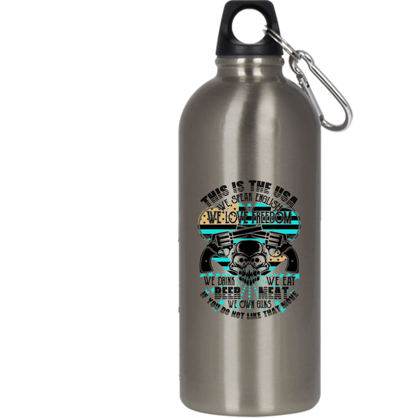 This Is The USA 20 oz Stainless Steel Bottle,We Speak English We Love Freedom Outdoor Sports Water Bottle