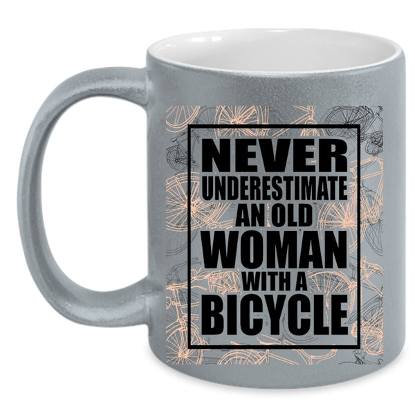 Funny Grandmas Coffee Mug, An Old Woman With A Bicycle Accent Mug