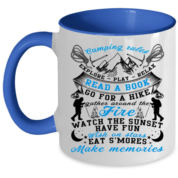 Cool Gift For Camper Coffee Mug, Camping Rules Accent Mug