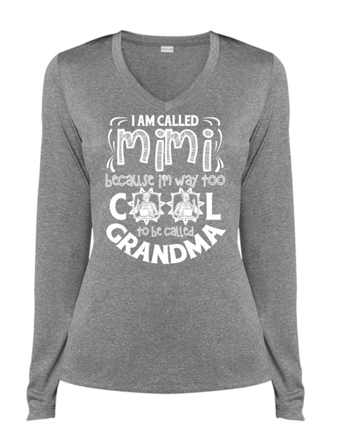 I Am Called Mimi T Shirt, To Be Called Grandma T Shirt, Cool Shirt (Ladies LS Heather V-Neck)