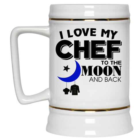 Gift For Chef's Husband Beer Stein 22oz, I Love My Chef Beer Mug