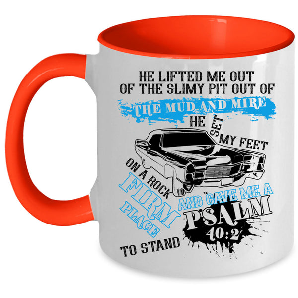 Cool Car Driver Coffee Mug, He Set My Feet On A Rock Firm Place Accent Mug