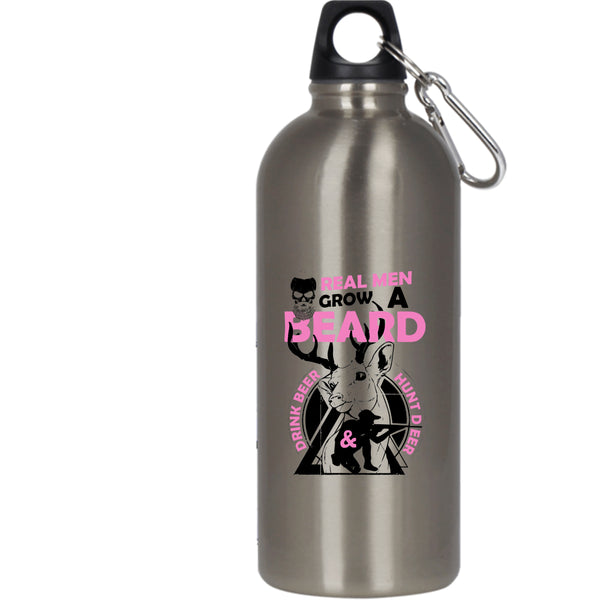 Real Men Grow A Beard Drink Beer And Hunt Deer 20 oz Stainless Steel Bottle,Cool Husband Outdoor Sports Water Bottle