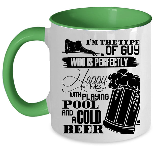 Cool Dad Coffee Mug, Happy With Playing Pool And A Cold Beer Accent Mug