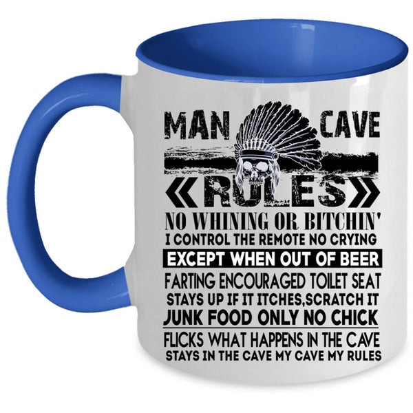 My Funny Husband Coffee Mug, Man Cave Rules Accent Mug