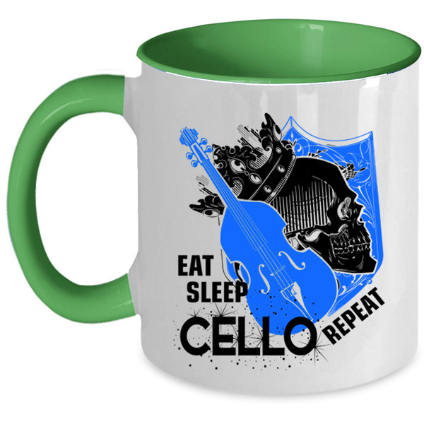Cool Cello Player Coffee Mug, Eat Sleep Cello Repeat Accent Mug