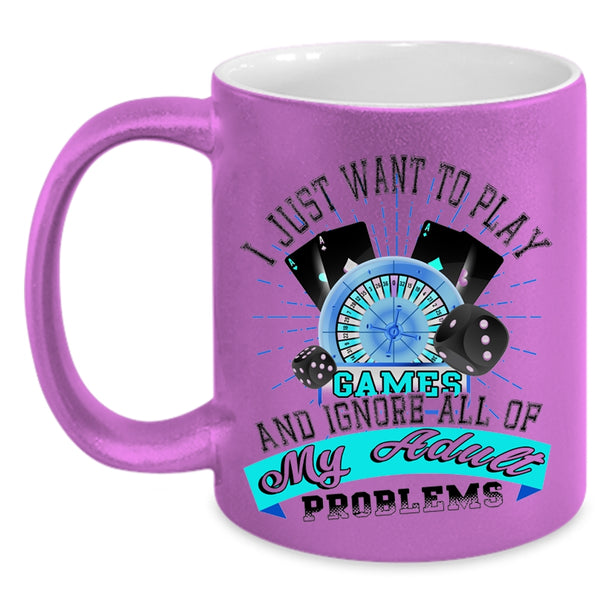 Cool Playing Games Coffee Mug, I Just Want To Play Games Accent Mug