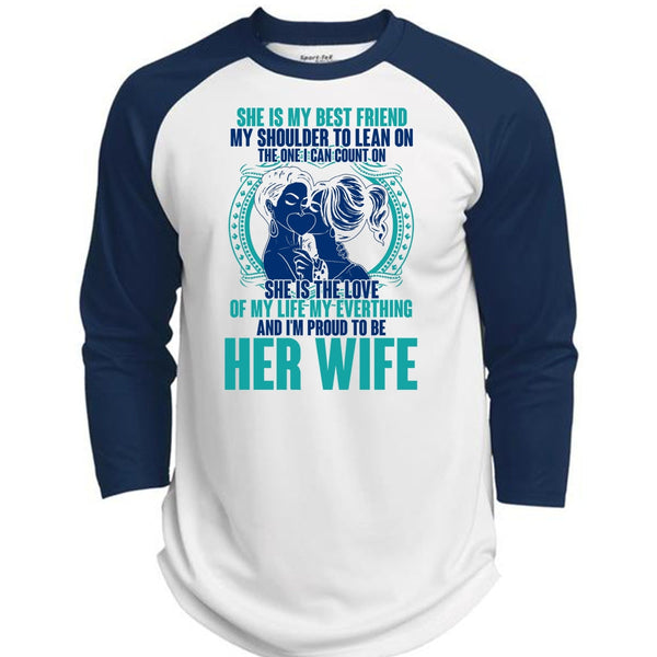 I'm Proud To Be Her Wife T Shirt, I Love Wife T Shirt, Awesome T-Shirts  (Polyester Game Baseball Jersey)