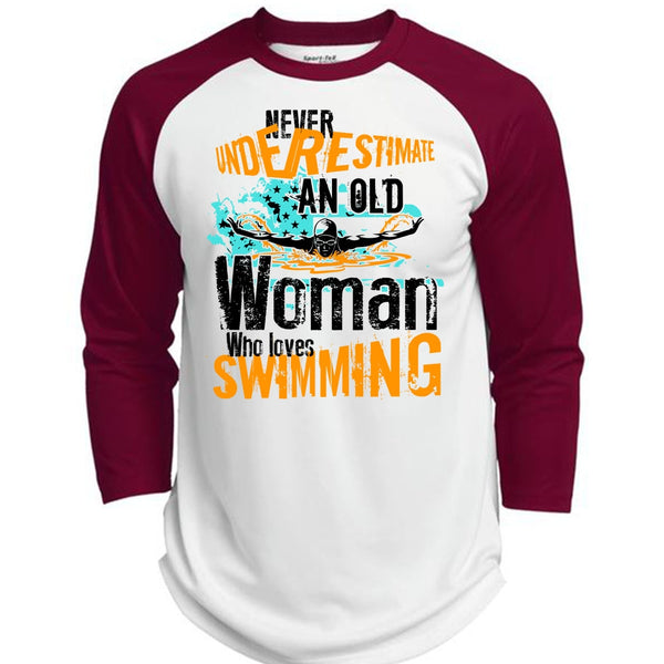 Old Woman Who Loves Swimming T Shirt, I Love Swimming T Shirt, Awesome T-Shirts  (Polyester Game Baseball Jersey)