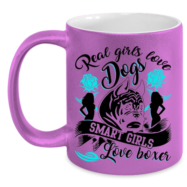 Smart Girls Love Boxer Coffee Mug, Real Girls Love Dogs Accent Mug