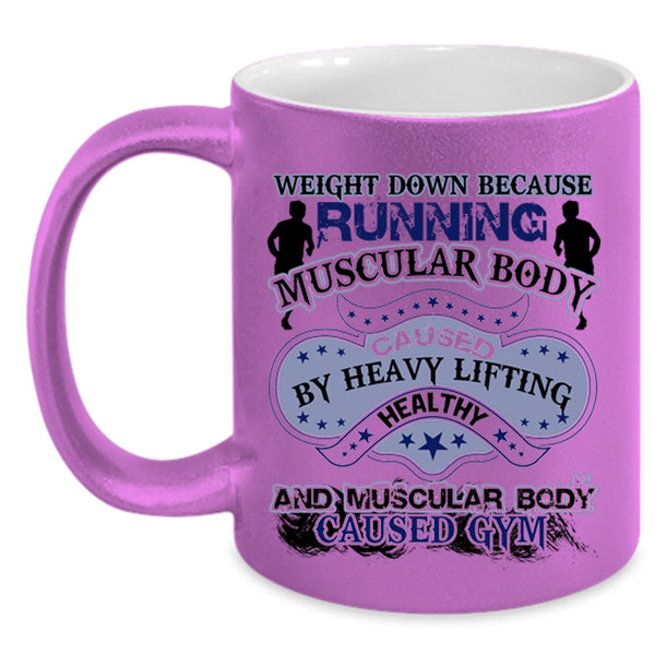 Muscular Body Caused Gym Coffee Mug, Running Muscular Body Accent Mug