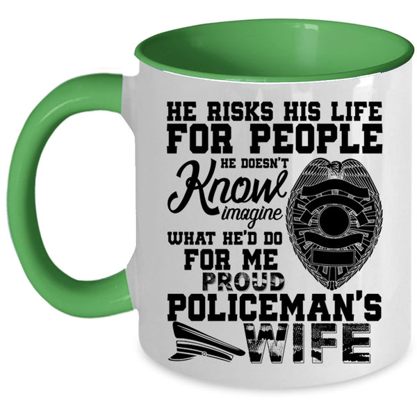 Beautiful Wife Coffee Mug, Proud Policeman's Wife Accent Mug