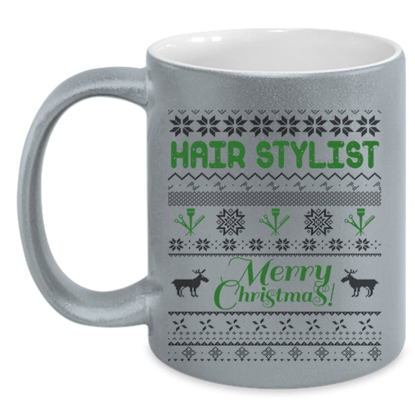 Merry Christmas Coffee Mug, Hair Stylist Accent Mug