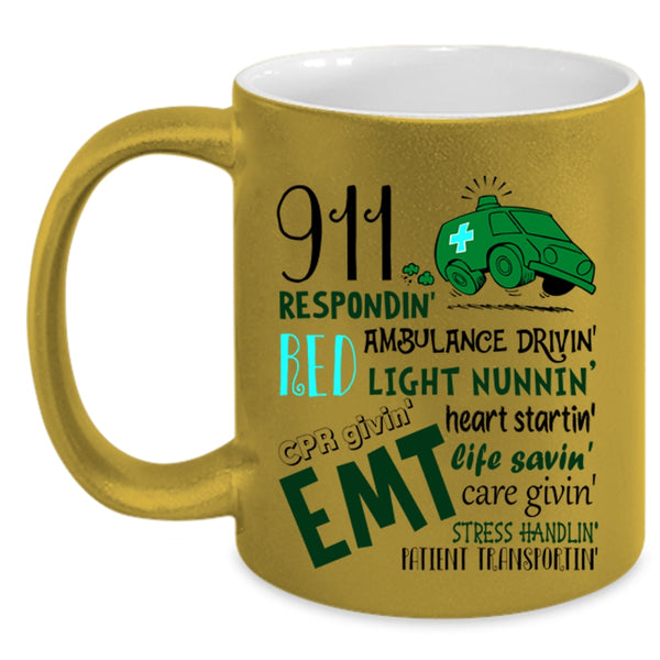 Ambulance Driving Coffee Mug, 911 Responding Accent Mug