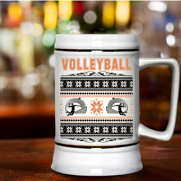 Christmas Family Holiday  Beer Stein 22oz, Volleyball Beer Mug
