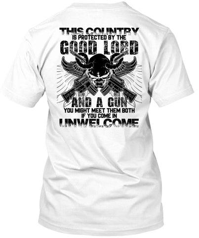 A black t-shirt with the shopify logo