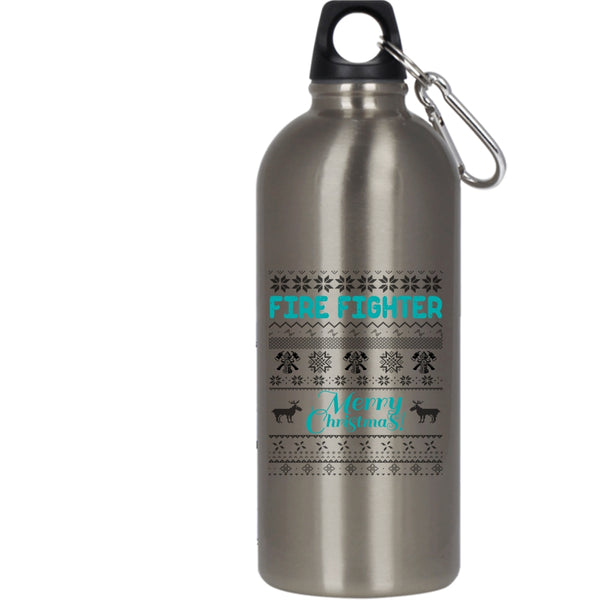 Fire Fighter 20 oz Stainless Steel Bottle,Merry Christmas Outdoor Sports Water Bottle