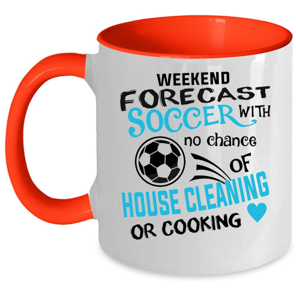 Funny Gift For Soccer Player Coffee Mug, Weekend Forecast Soccer Accent Mug