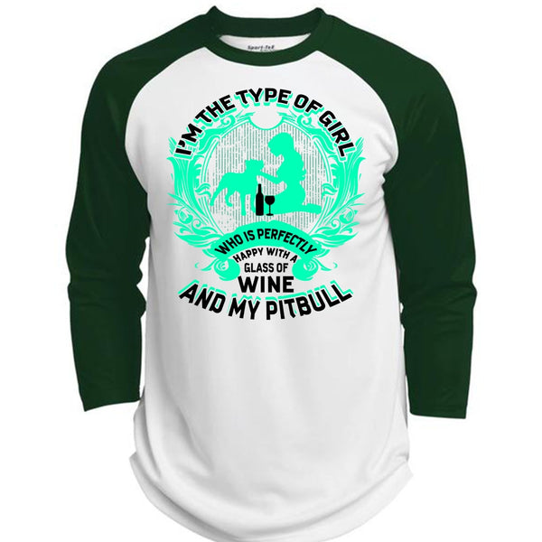Wine And My Pit Bull T Shirt, I Love Pit Bull T Shirt, Awesome T-Shirts  (Polyester Game Baseball Jersey)