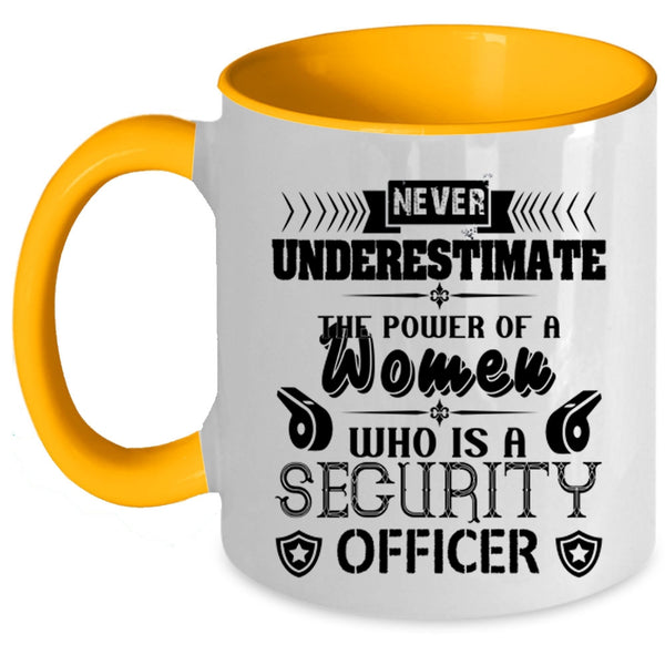 My Wife Coffee Mug, Power Of A Women Is A Security Officer Accent Mug