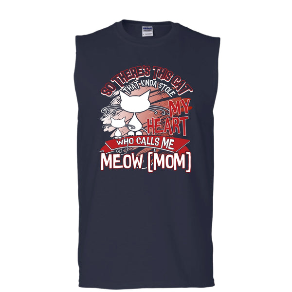 Never Underestimate T Shirt, Who Calls Me Meow Mom Tank Top (Men's Cotton Sleeveless)