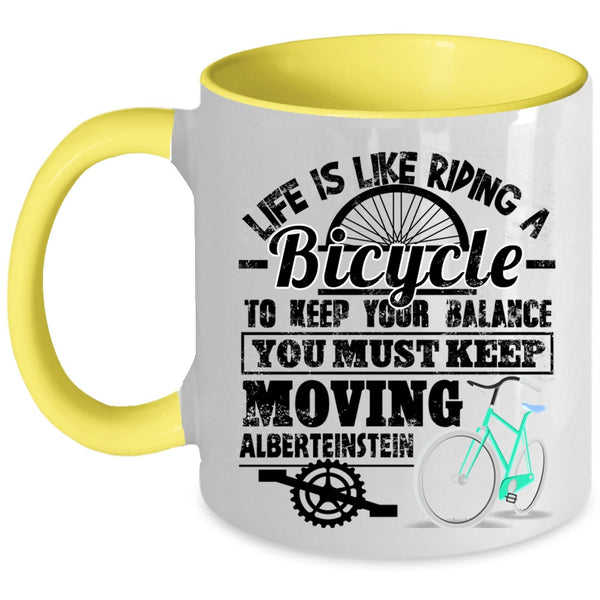 I Love Riding Coffee Mug, Life Is Like Riding A Bicycle Accent Mug