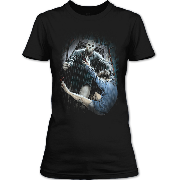 A black t-shirt with the shopify logo