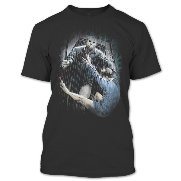 A black t-shirt with the shopify logo