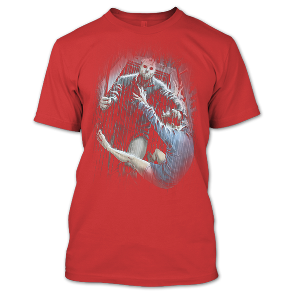 A black t-shirt with the shopify logo