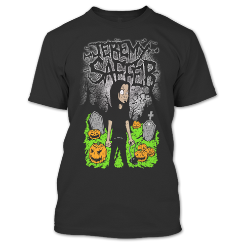 A black t-shirt with the shopify logo