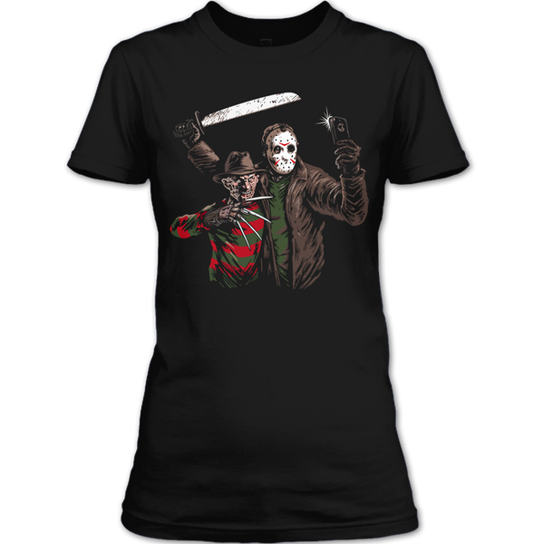 A black t-shirt with the shopify logo